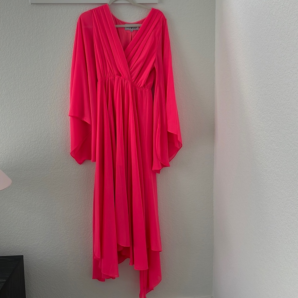Neon pink 70s Flowy Dress